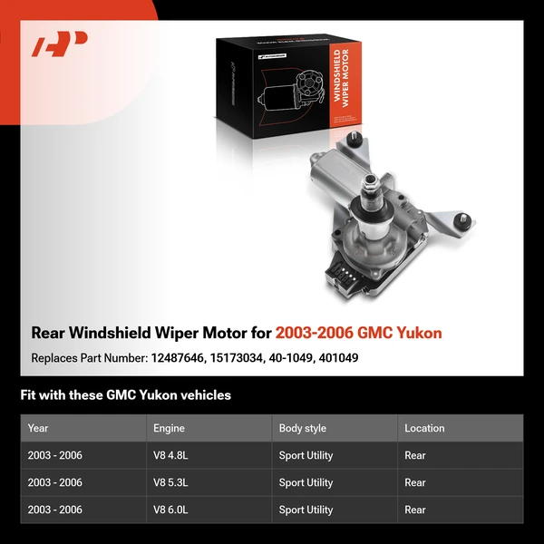 Rear Windshield Wiper Motor for 2003-2006 GMC Yukon