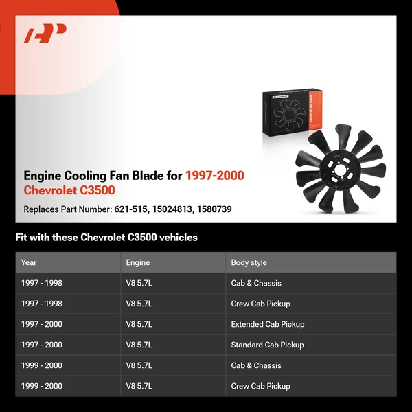 Engine Cooling Fan Blade for 1997-2000 Chevrolet C3500