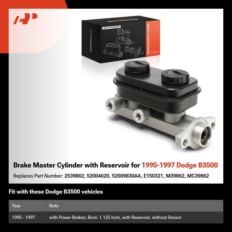 Brake Master Cylinder with Reservoir for 1995-1997 Dodge B3500