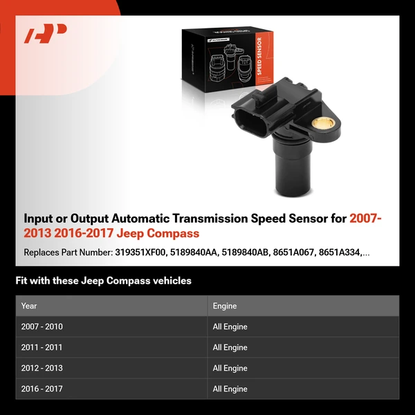 Input or Output Automatic Transmission Speed Sensor for 2007-2013 2016-2017 Jeep Compass