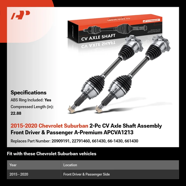 2015-2020 Chevrolet Suburban 2-Pc CV Axle Shaft Assembly Front Driver & Passenger A-Premium APCVA1213