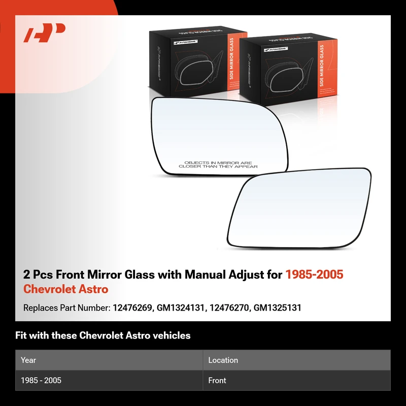 2 Pcs Front Mirror Glass with Manual Adjust for 1985-2005 Chevrolet Astro