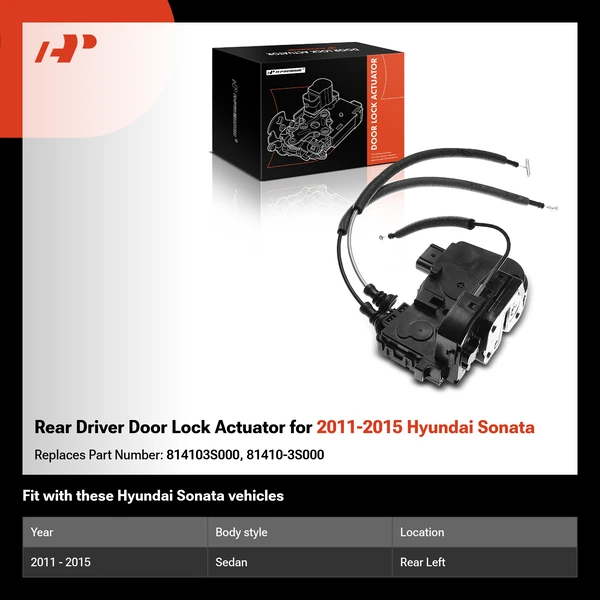 Rear Driver Door Lock Actuator for 2011-2015 Hyundai Sonata