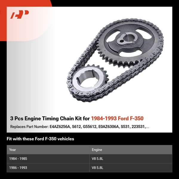 3 Pcs Engine Timing Chain Kit for 1984-1993 Ford F-350
