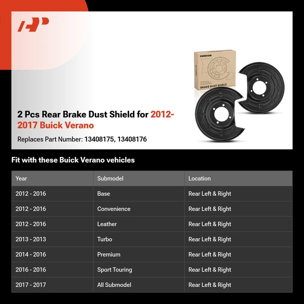 2 Pcs Rear Brake Dust Shield for 2012-2017 Buick Verano