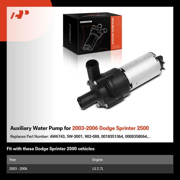 Auxiliary Water Pump for 2003-2006 Dodge Sprinter 2500