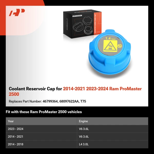 Coolant Reservoir Cap for 2014-2021 2023-2024 Ram ProMaster 2500