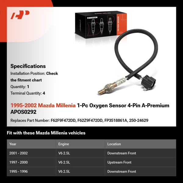 1995-2002 Mazda Millenia 1-Pc Oxygen Sensor 4-Pin A-Premium APOS0292