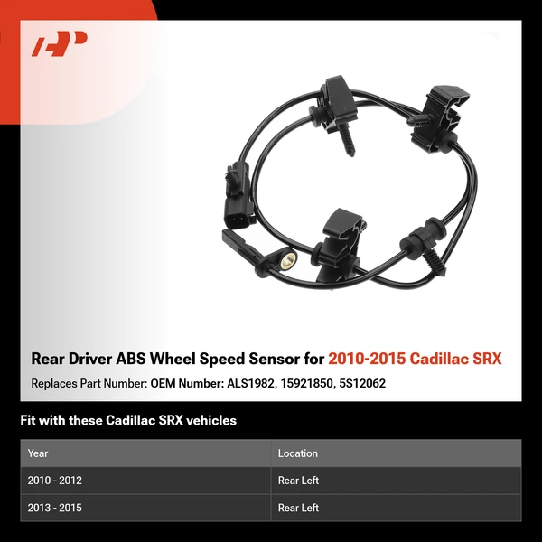 Rear Driver ABS Wheel Speed Sensor for 2010-2015 Cadillac SRX