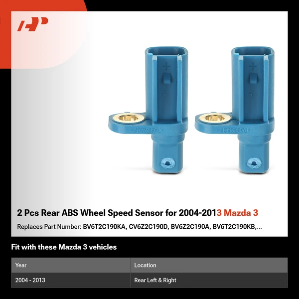 2 Pcs Rear ABS Wheel Speed Sensor for 2004-2013 Mazda 3