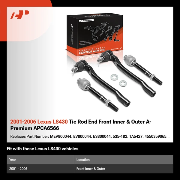 2001-2006 Lexus LS430 Tie Rod End Front Inner & Outer A-Premium APCA6566