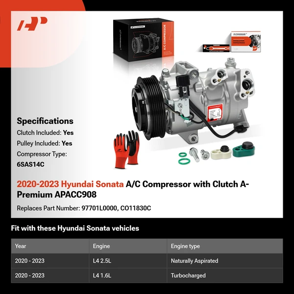 2020-2023 Hyundai Sonata A/C Compressor with Clutch A-Premium APACC908
