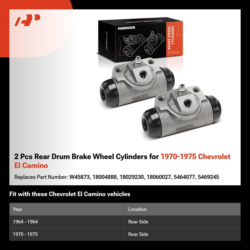 2 Pcs Rear Drum Brake Wheel Cylinders for 1970-1975 Chevrolet El Camino