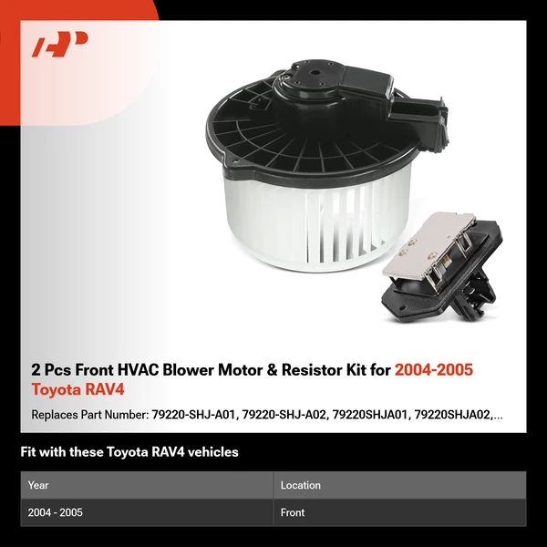 2 Pcs Front HVAC Blower Motor & Resistor Kit for 2004-2005 Toyota RAV4