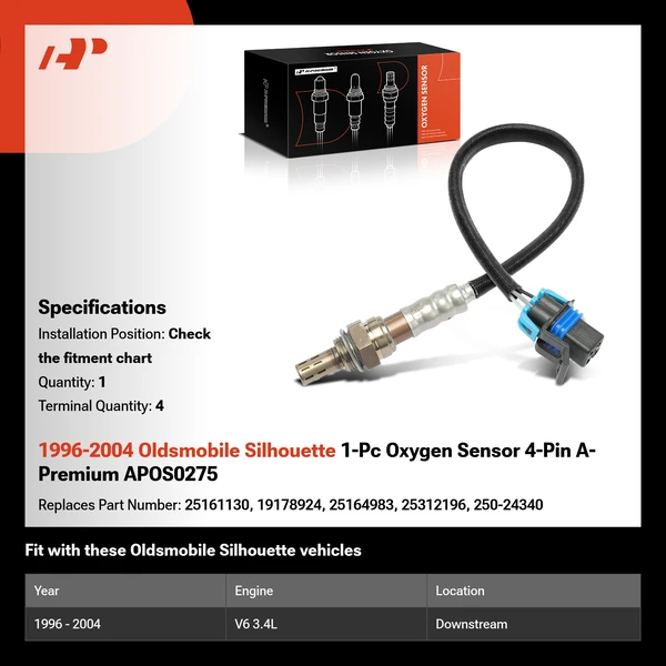 1996-2004 Oldsmobile Silhouette 1-Pc Oxygen Sensor 4-Pin A-Premium APOS0275