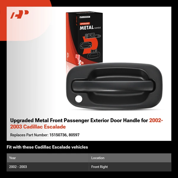 Upgraded Metal Front Passenger Exterior Door Handle for 2002-2003 Cadillac Escalade