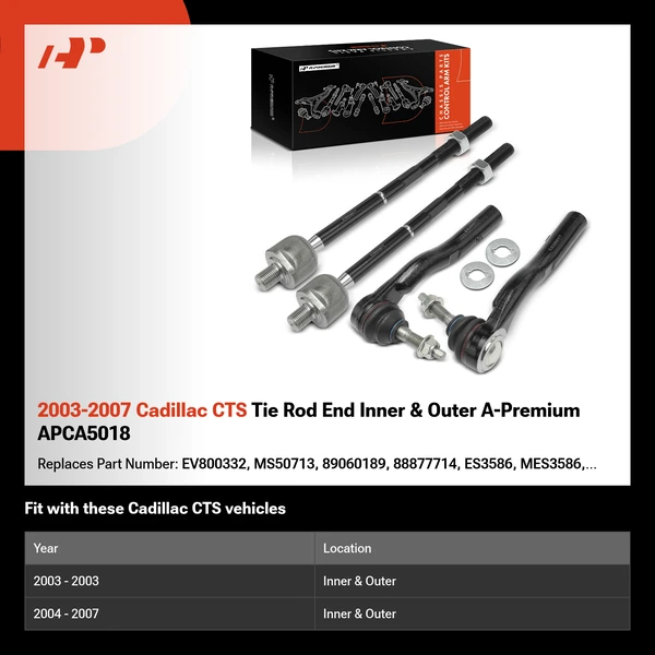 2003-2007 Cadillac CTS Tie Rod End Inner & Outer A-Premium APCA5018