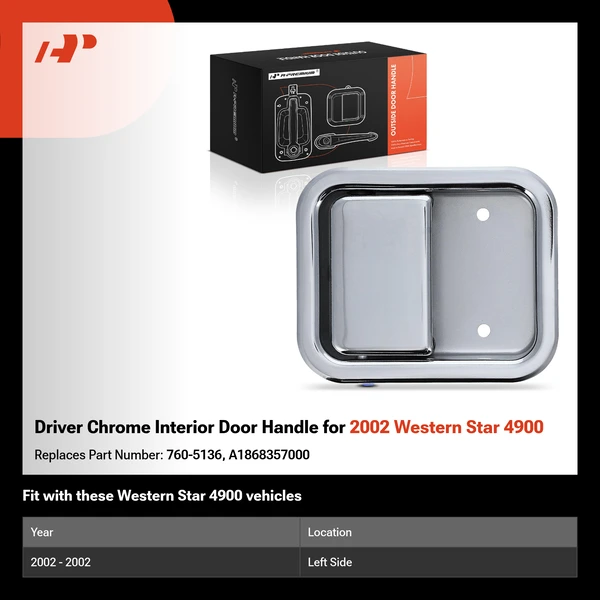 Driver Chrome Interior Door Handle for 2002 Western Star 4900