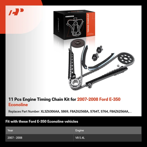 11 Pcs Engine Timing Chain Kit for 2007-2008 Ford E-350 Econoline