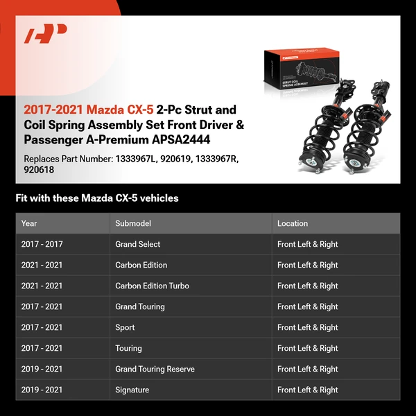 2017-2021 Mazda CX-5 2-Pc Strut and Coil Spring Assembly Set Front Driver & Passenger A-Premium APSA2444