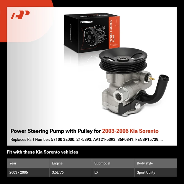 Power Steering Pump with Pulley for 2003-2006 Kia Sorento