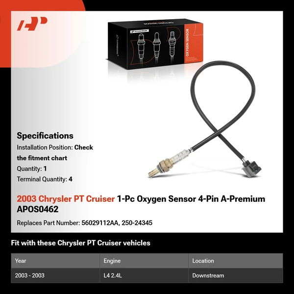 2003 Chrysler PT Cruiser 1-Pc Oxygen Sensor 4-Pin A-Premium APOS0462