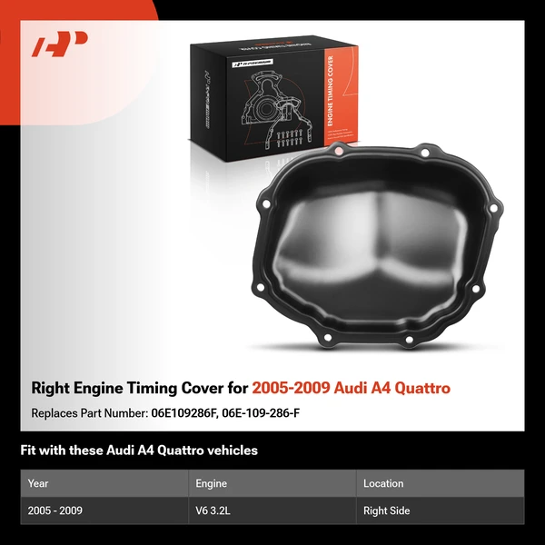 Right Engine Timing Cover for 2005-2009 Audi A4 Quattro