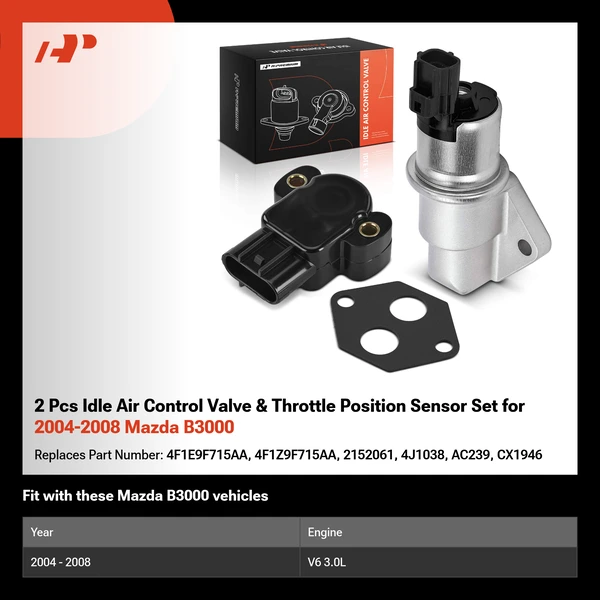 2 Pcs Idle Air Control Valve & Throttle Position Sensor Set for 2004-2008 Mazda B3000