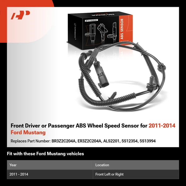 Front Driver or Passenger ABS Wheel Speed Sensor for 2011-2014 Ford Mustang