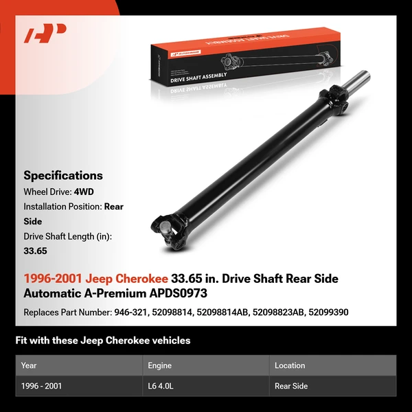 1996-2001 Jeep Cherokee 33.65 in. Drive Shaft Rear Side Automatic A-Premium APDS0973