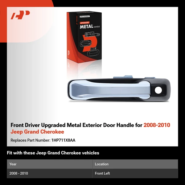 Front Driver Upgraded Metal Exterior Door Handle for 2008-2010 Jeep Grand Cherokee