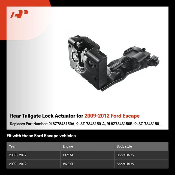 Rear Tailgate Lock Actuator for 2009-2012 Ford Escape