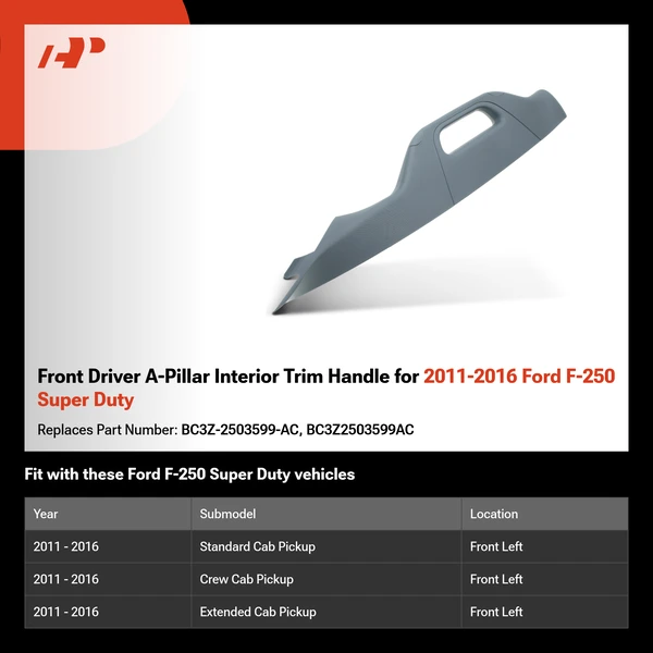 Front Driver A-Pillar Interior Trim Handle for 2011-2016 Ford F-250 Super Duty