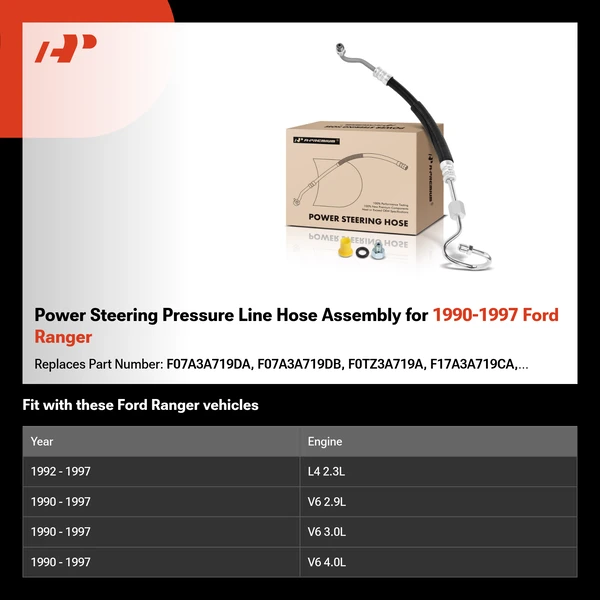 Power Steering Pressure Line Hose Assembly for 1990-1997 Ford Ranger