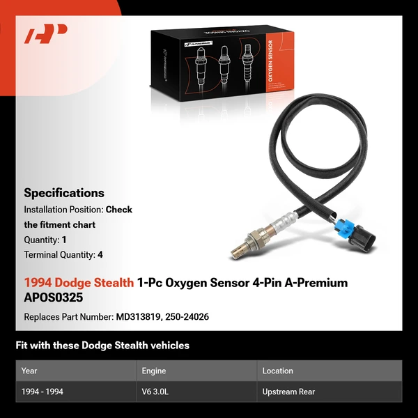 1994 Dodge Stealth 1-Pc Oxygen Sensor 4-Pin A-Premium APOS0325