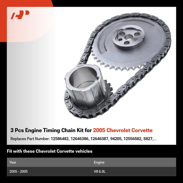 3 Pcs Engine Timing Chain Kit for 2005 Chevrolet Corvette