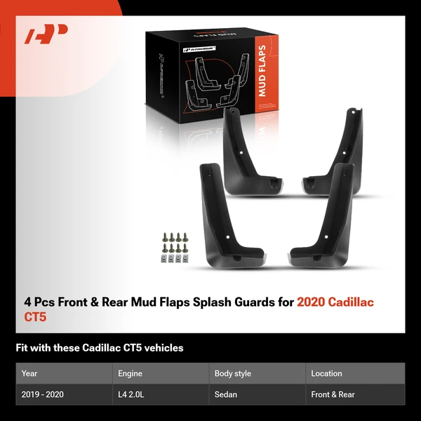 4 Pcs Front & Rear Mud Flaps Splash Guards for 2020 Cadillac CT5