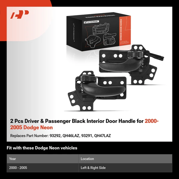 2 Pcs Driver & Passenger Black Interior Door Handle for 2000-2005 Dodge Neon