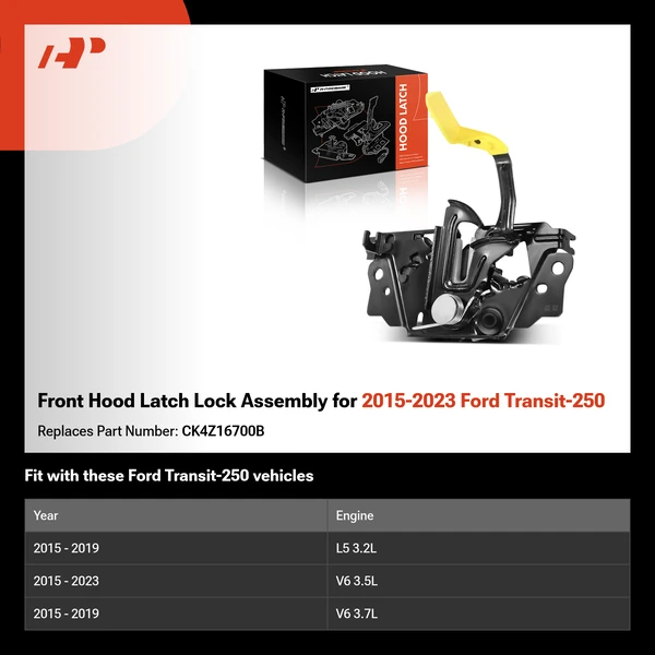 Front Hood Latch Lock Assembly for 2015-2023 Ford Transit-250