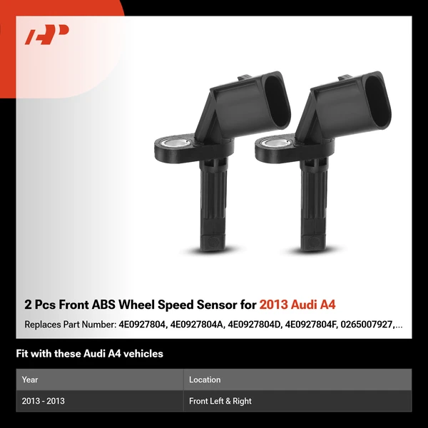 2 Pcs Front ABS Wheel Speed Sensor for 2013 Audi A4