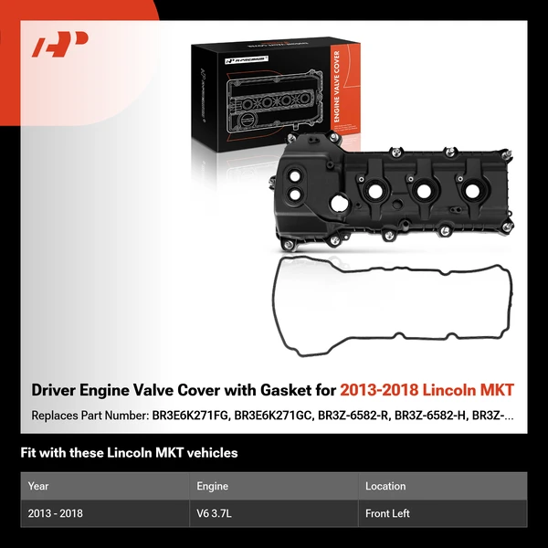 Driver Engine Valve Cover with Gasket for 2013-2018 Lincoln MKT