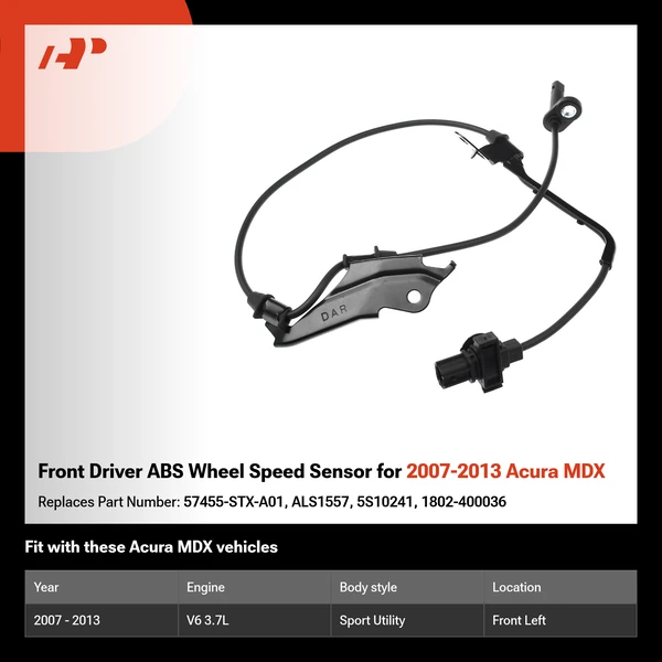 Front Driver ABS Wheel Speed Sensor for 2007-2013 Acura MDX