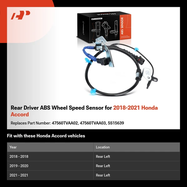 Rear Driver ABS Wheel Speed Sensor for 2018-2021 Honda Accord