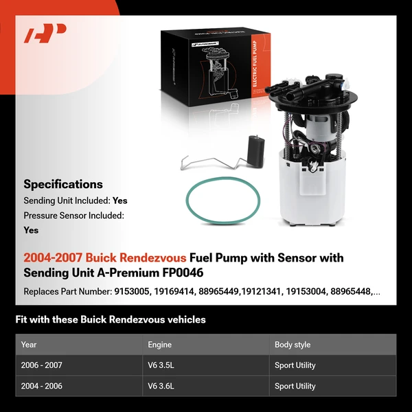 2004-2007 Buick Rendezvous Fuel Pump with Sensor with Sending Unit A-Premium FP0046