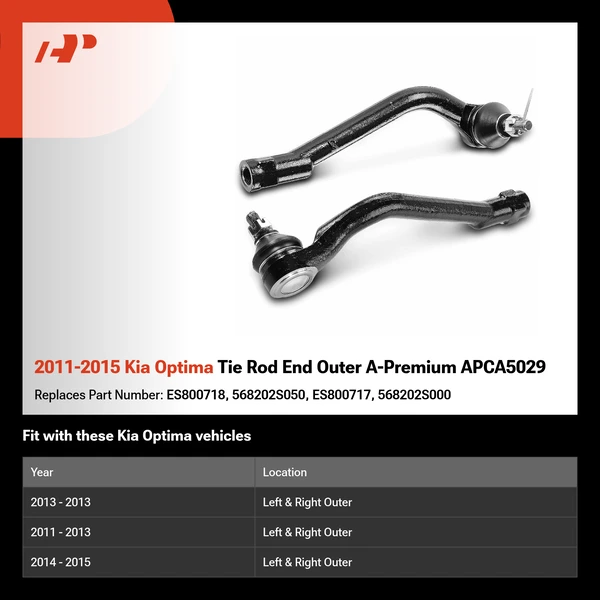 2011-2015 Kia Optima Tie Rod End Outer A-Premium APCA5029