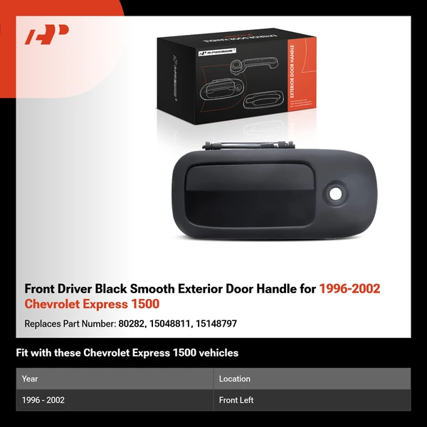 Front Driver Black Smooth Exterior Door Handle for 1996-2002 Chevrolet Express 1500
