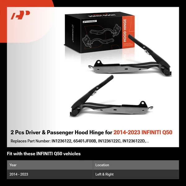 2 Pcs Driver & Passenger Hood Hinge for 2014-2023 INFINITI Q50