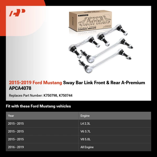 2015-2019 Ford Mustang Sway Bar Link Front & Rear A-Premium APCA4078