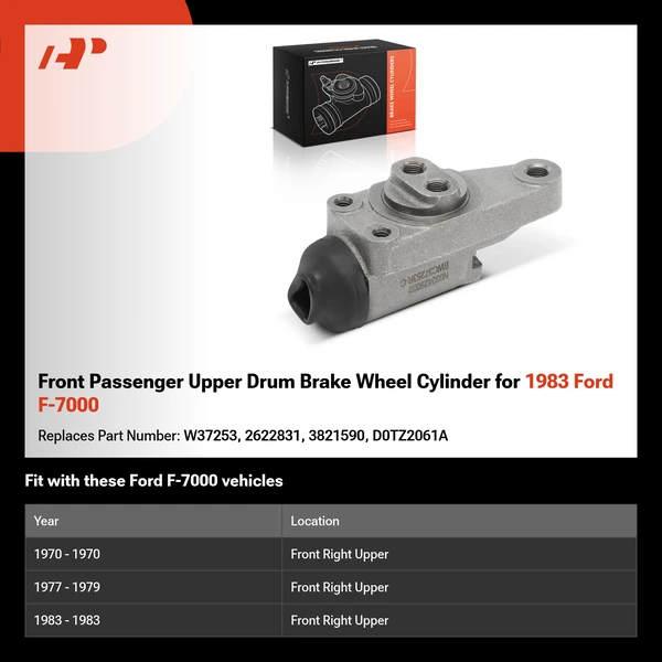 Front Passenger Upper Drum Brake Wheel Cylinder for 1983 Ford F-7000