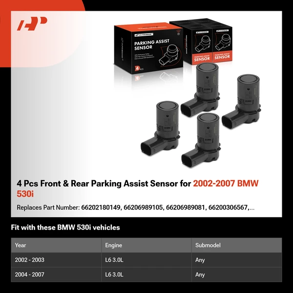 4 Pcs Front & Rear Parking Assist Sensor for 2002-2007 BMW 530i